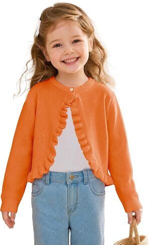 Baby Girls Long Sleeve Cardigan Sweater Toddler Kids Cropped Button Closure Tops for Party Dress in Saudi Arabia