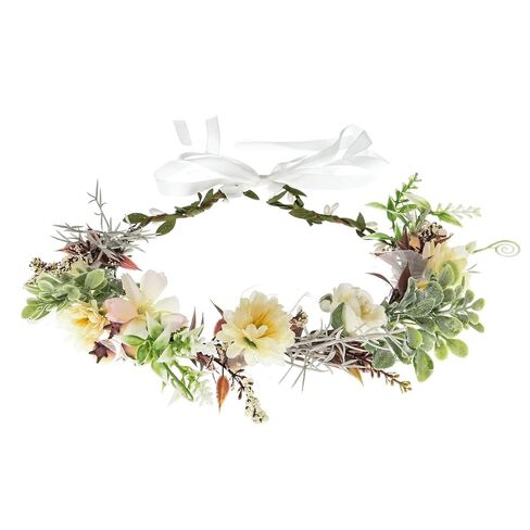 Succulent Flower Crown Eucalyptus Halo Wedding Floral Headband Photo Prop (B-Sunflower) One Size in Saudi Arabia
