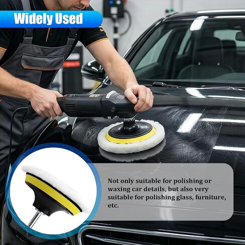 3PCS Car 6 Inch Wool Polishing Buffing Pad, Vehicle Buffing Polishing Waxing Wheel with M14 Drill Adapter, Auto Polisher Buffer Drill Attachment for Glass Tire, Universal for Vehicles in Saudi Arabia