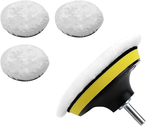 3PCS Car 6 Inch Wool Polishing Buffing Pad, Vehicle Buffing Polishing Waxing Wheel with M14 Drill Adapter, Auto Polisher Buffer Drill Attachment for Glass Tire, Universal for Vehicles in Saudi Arabia