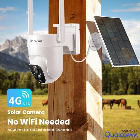 4G LTE Cellular Security Camera Wireless Outdoor, No WiFi Needed | 2K Color Night Vision, 360° View Pan/Tilt, 2 Way Talk, PIR Motion Sensor, Built-in SIM Card (Support Verizon/AT&T/T-Mobile) in Saudi Arabia