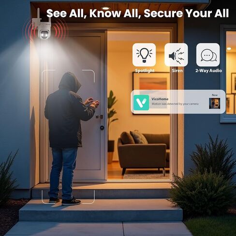 4G LTE Cellular Security Camera Wireless Outdoor, No WiFi Needed | 2K Color Night Vision, 360° View Pan/Tilt, 2 Way Talk, PIR Motion Sensor, Built-in SIM Card (Support Verizon/AT&T/T-Mobile) in Saudi Arabia