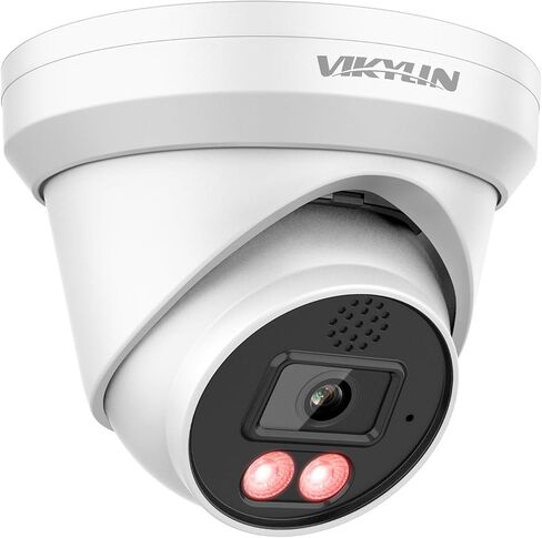 VIKYLIN 6MP PoE IP Camera Outdoor, F1.0 Full Color Night Vision | Full Metal Turret Camera, Human & Vehicle Detection, Two-Way Audio, 512GB MicroSD, IP67 Waterproof, NDAA Compliant in Saudi Arabia
