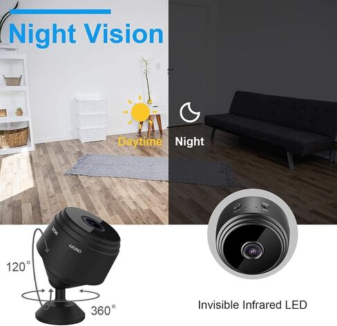 Spy Hidden Camera with Audio/Video. 1080P HD WiFi Camera - Mini Nanny Cam with Night Vision & Motion Detection - Wireless Cameras for Home, Car, Baby & Pet Monitoring-A9 in Kuwait