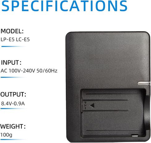LC-E5 LC-E5C LC-E5E Charger for LP-E5 LPE5 Battery | Compatible with Canon EOS 1000D 450D 500D Rebel XS XSi T1i Kiss F X2 X3 Cameras in Saudi Arabia