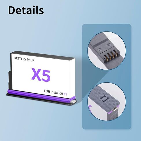 2 Pack for Insta360 X5 Battery, Dual-Slot Charging Box for Insta360 X5 | Upgrade Battery Rechargeable Capacity 3.89V 2500mAh (2 Batteries+ 1 Charging Box) in Saudi Arabia
