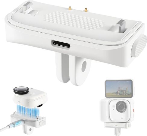 Charging Quick Release Mount for Insta360 Go Ultra Batteries Accessories | Magnetic Rechargable Base Dock Station Adapter (White) in Saudi Arabia