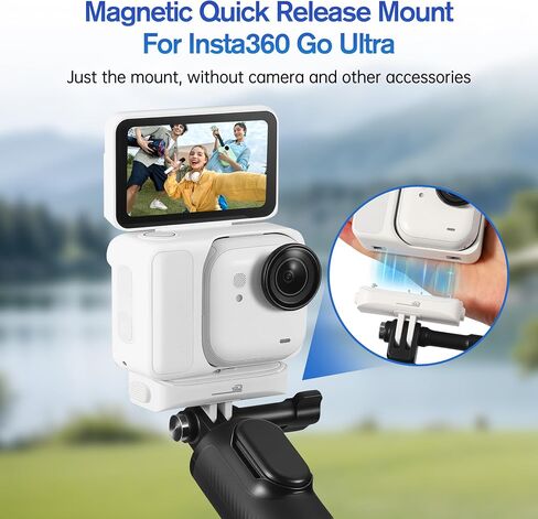 Charging Quick Release Mount for Insta360 Go Ultra Batteries Accessories | Magnetic Rechargable Base Dock Station Adapter (White) in Saudi Arabia