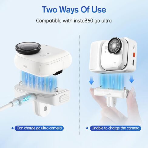 Charging Quick Release Mount for Insta360 Go Ultra Batteries Accessories | Magnetic Rechargable Base Dock Station Adapter (White) in Saudi Arabia