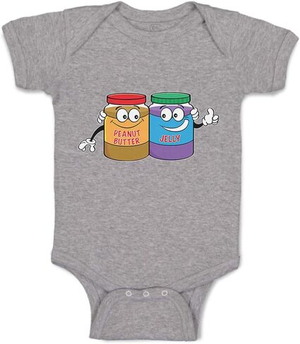 Custom Baby Bodysuit Peanut Butter - Jelly Funny Cotton Boy & Girl Baby Clothes Oxford Gray Design Only 6 Months in Saudi Arabia