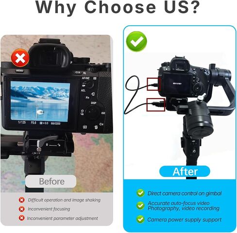 كابل تحرير مصراع الكاميرا MCC إلى USB متعدد لمثبت DJI Ronin-S، لـ SN A6400 A6600 A7R4 A7R5 A7S3 A7M4 كابل تحكم RSS منحني للكاميرا 42.5 سم in Kuwait