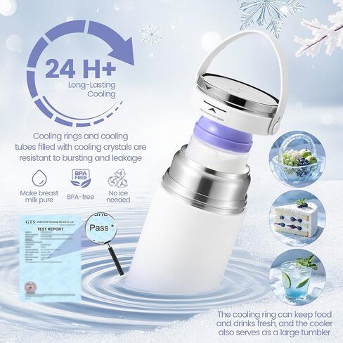 18 oz Portable Breast Milk Cooler, 24H Cooling Breastmilk Chiller | 360° Cooling, Stainless Steel Travel Breastmilk Cooler with 2 BPA-Free Baby Bottles Sleeve Strap for Breastmilk Storage in Saudi Arabia