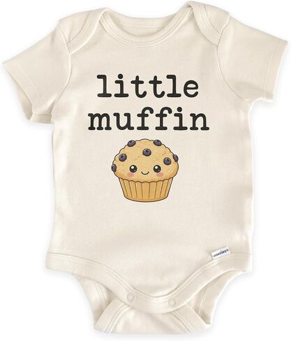 Little Muffin Baby Bodysuit, Cute Bakery Newborn (0-3 Months, Natural) | Foodie Baby Gift, Kawaii Blueberry Muffin Graphic, Breakfast Lover Outfit, Baby Shower, Neutral Infant Style in Kuwait