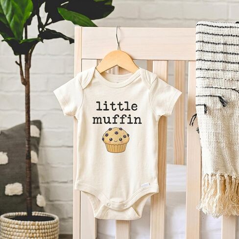 Little Muffin Baby Bodysuit, Cute Bakery Newborn (0-3 Months, Natural) | Foodie Baby Gift, Kawaii Blueberry Muffin Graphic, Breakfast Lover Outfit, Baby Shower, Neutral Infant Style in Kuwait