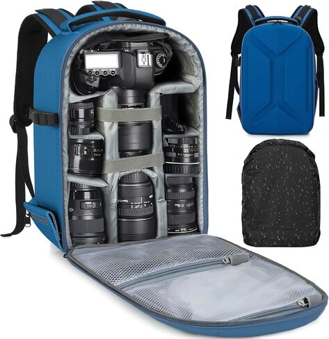 TORIBIO Large Hardshell Camera Backpack DSLR/SLR/Mirrorless Photography Bag | Waterproof Hard Shell, w/ Rain Cover, with Tripod Holder & 15.6" Laptop Compartment, Compatible with Canon/Nikon/Sony Camera in Saudi Arabia