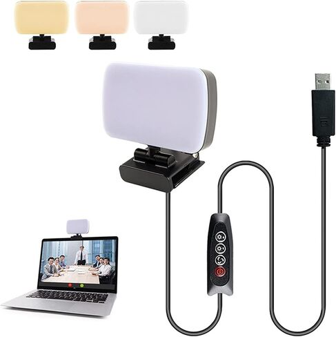 LED Fill Lights, 360° Rotatable Clip On 10 Level Adjustable Lamp for Video Conferencing, Portable USB Light for Remote Offices, ABS Material in Saudi Arabia