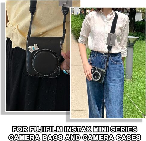 CAIYOULE Camera Shoulder Strap for fuji Instax Mini Series Instant Camera | Camera Shoulder Strap for Fujifilm Instax Mini Evo/SE/13/12/11/99/7+ Instant Camera Case, with Mini 3" Photo Storage Pouch in Saudi Arabia