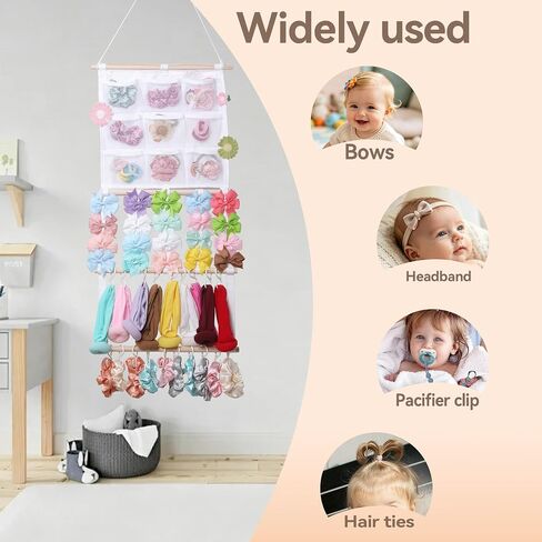 YOcity Headband Holder Hair Bows Organizer for Baby Girls | Large Capacity Bow Holder Hair Accessories Wall Hanging Organizer for Toddler Baby Girl Nursery Room Decor in Saudi Arabia