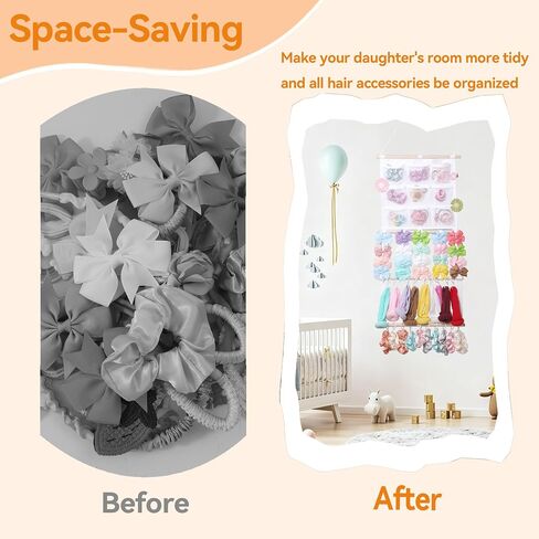 YOcity Headband Holder Hair Bows Organizer for Baby Girls | Large Capacity Bow Holder Hair Accessories Wall Hanging Organizer for Toddler Baby Girl Nursery Room Decor in Saudi Arabia