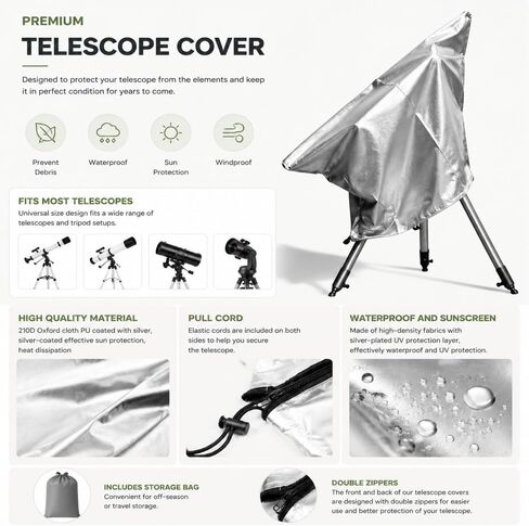 Telescope Cover for Vaonis Vespera Pro 2 2025–2026,Oxford Cloth Protective Adjustable Drawstring for Outside or Indoor Use,Silver in Saudi Arabia