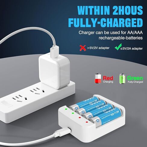 Rechargeable Lithium AA Batteries 8 Pack AA 1.5V Size Li-ion Batteries for Blink Camera,Double A Battery 3600mWh with 2H Fast Charger,Long-Lasting in Kuwait
