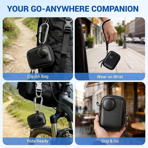 Aurivor Carry Case for Insta 360 Go Ultra Camera, Insta360 Accessories Bundle with Portable Hard Zipper Case Bag, Carabiner Clip, Wrist Strap, Screen & Lens Protector Film, 2PCs Rubber Lens Cover in Saudi Arabia