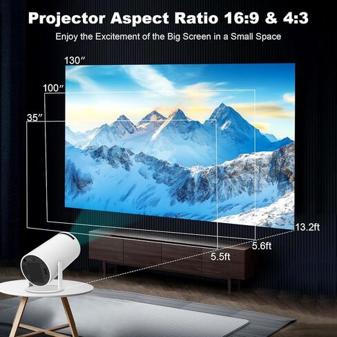 Mini Projector,Portable Projector with Dual Band WIFI and Bluetooth | 270° Rotatable, Auto Keystone Correction,35"-130" Screen, Video Projector,Support 4K 1080P,Indoor & Outdoor in Saudi Arabia