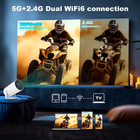 Mini Projector,Portable Projector with Dual Band WIFI and Bluetooth | 270° Rotatable, Auto Keystone Correction,35"-130" Screen, Video Projector,Support 4K 1080P,Indoor & Outdoor in Saudi Arabia
