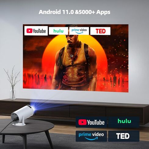 Mini Projector with WiFi and Bluetooth, Portable Projector Built-in Apps Support 4K 1080P Auto Keystone 220° Rotatable Small Projectors Compatible with HDMI/TV Stick/iPhone/Laptop for Bedroom Wall in Saudi Arabia