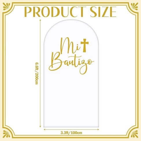Gold Mi Bautizo Arch Backdrop Cover Baptism Decorations Communion Party First Holy Communion Baby Shower Decorations Religious Baptism Party Supplies Photo Props in Saudi Arabia