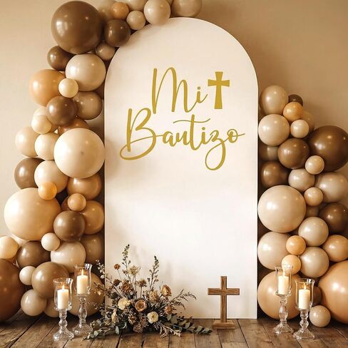 Gold Mi Bautizo Arch Backdrop Cover Baptism Decorations Communion Party First Holy Communion Baby Shower Decorations Religious Baptism Party Supplies Photo Props in Saudi Arabia