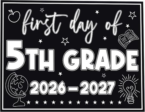 5TH Grade Back to School Decorations Supplies, First Day of 5th Grade Paper Cardstock Chalkboard Sign Photo Prop, Hello Fifth Grade, 1st Day of Fifth Grade Paper Photo Sign Session 2PZ-FD in Kuwait