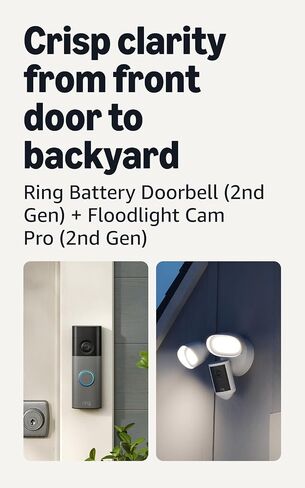 Ring Battery Doorbell (newest model), Speckled Gray with Floodlight Cam Pro (newest model), White in Saudi Arabia