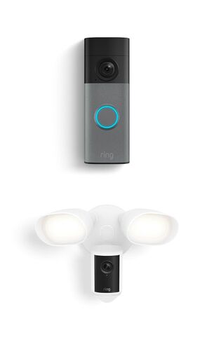 Ring Battery Doorbell (newest model), Speckled Gray with Floodlight Cam Pro (newest model), White in Saudi Arabia
