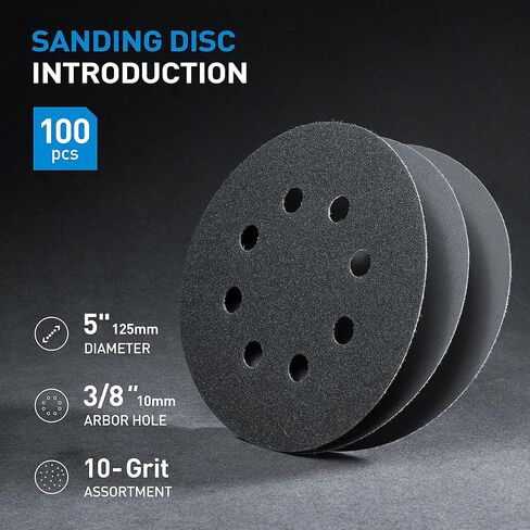 5 Inch Wet Dry Sanding Discs 100 Pack, 8 Holes Hook and Loop Sandpaper, Assorted 180 to 5000 Grits Orbital Sander Sand Paper for Wood, Auto Body, Metal Finishing in Saudi Arabia