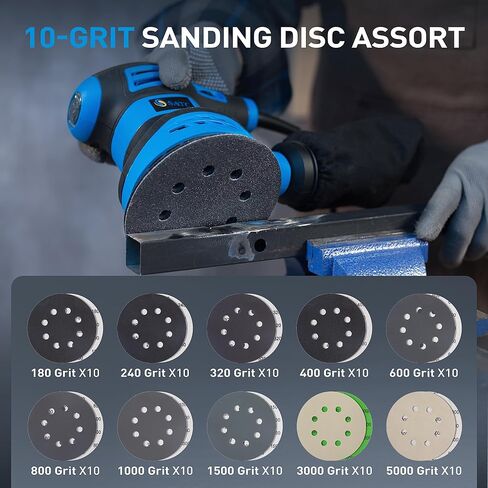 5 Inch Wet Dry Sanding Discs 100 Pack, 8 Holes Hook and Loop Sandpaper, Assorted 180 to 5000 Grits Orbital Sander Sand Paper for Wood, Auto Body, Metal Finishing in Saudi Arabia