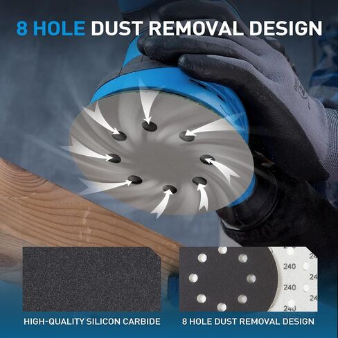 5 Inch Wet Dry Sanding Discs 100 Pack, 8 Holes Hook and Loop Sandpaper, Assorted 180 to 5000 Grits Orbital Sander Sand Paper for Wood, Auto Body, Metal Finishing in Saudi Arabia