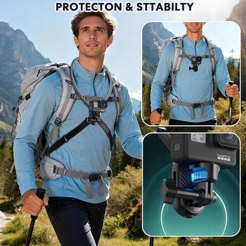 Hamillar Neck Mount for Action Camera Necklace Holder with Fixing Chest Strap for GoPro Hero 12/11/10/9, for DJI OSMO 360/Nano/Action 6/5 Pro/4, for Insta360 Ace Pro 2-5126 in Saudi Arabia