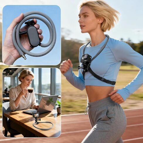 Hamillar Neck Mount for Action Camera Necklace Holder with Fixing Chest Strap for GoPro Hero 12/11/10/9, for DJI OSMO 360/Nano/Action 6/5 Pro/4, for Insta360 Ace Pro 2-5126 in Saudi Arabia