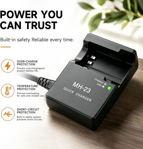 MH-23a Charger Compatible with Nikon D3000, D5000, D60, D40, D40X Digital SLR Cameras, EN-EL9 EN-EL9a Quick Charging Base with US AC Power Cord, Replacement MH-23 Charger in Saudi Arabia