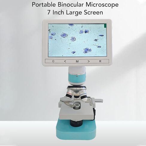 Binocular Microscope for Dog Ovulation Observation Pet Semen Testing, 7in HD Screen 4X 10x 40x Achromatic Objectives LED Light Source for Veterinary Lab Home in Saudi Arabia