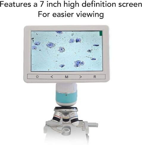 Binocular Microscope for Dog Ovulation Observation Pet Semen Testing, 7in HD Screen 4X 10x 40x Achromatic Objectives LED Light Source for Veterinary Lab Home in Saudi Arabia