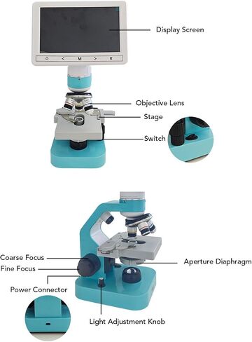 Binocular Microscope for Dog Ovulation Observation Pet Semen Testing, 7in HD Screen 4X 10x 40x Achromatic Objectives LED Light Source for Veterinary Lab Home in Saudi Arabia