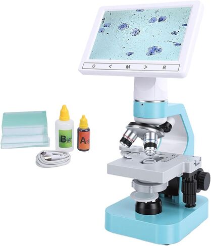 Binocular Microscope for Dog Ovulation Observation Pet Semen Testing, 7in HD Screen 4X 10x 40x Achromatic Objectives LED Light Source for Veterinary Lab Home in Saudi Arabia