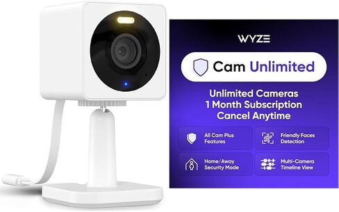 WYZE OG White 2-Pack Cam Unlimited Monthly, Covers Unlimited Cameras, Auto-Renews at $9.99/Month, Activation Required, Cancel Anytime in Saudi Arabia