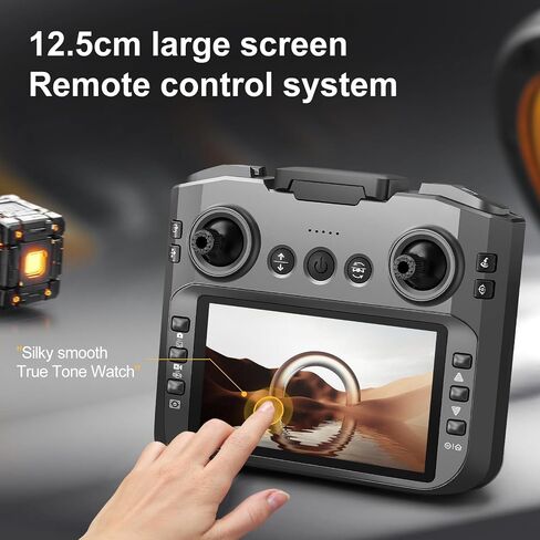 RC Quadcopter FPV Drone with 4.92 Inch Screen Integrated on Transmitter, Equipped with UHD Dual Lens Camera, Brushless Motors, Optical Flow Positioning Hover, Full Surround 360° Propeller Protection Frame, 6-Axis Gyro Stabilization, Headless Flight Mode,  in Kuwait