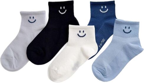 Baby Toddler Coton Socks with Happy Faces，Boys Girls Breathable Mesh Thin Summer Kids Ankle Socks,5 Pack in Saudi Arabia