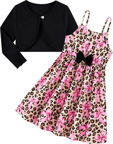 Vieille Little Girls Dress and Long Sleeve Cardigan 2 Piece Outfit Set 3-7Y in Saudi Arabia
