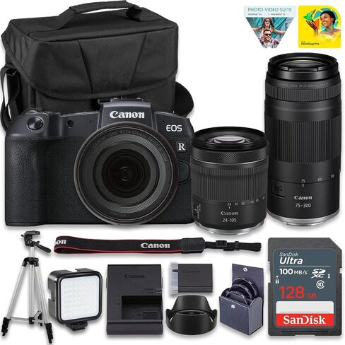 Canon EOS RP Full-Frame Mirrorless Interchangeable Lens Camera + RF24-105mm Lens F4-7.1 is STM & RF 75-300mm Lens Kit- for Traveling and Vlogging + 128GB Card + Camera Case in Kuwait