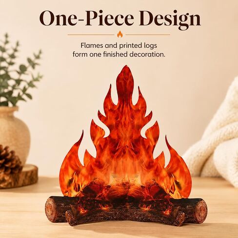 2-Pack Fake Campfire Decorations, 3D Cardboard, 2 Styles | Two finished 12 x 10 in campfire decorations in distinct designs, ready to display with vivid red-orange flame artwork. in Saudi Arabia